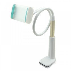 Universal Flexible Long Arm Table Desk Bed Mount Holder (White Blue)